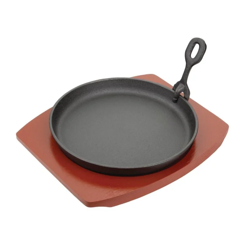 Commande En Gros Plat de service en fonte rond avec support bois Olympia