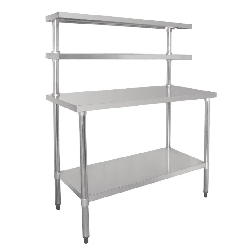 Table inox avec 2 étagères supérieures Vogue 1800mm Super Prix