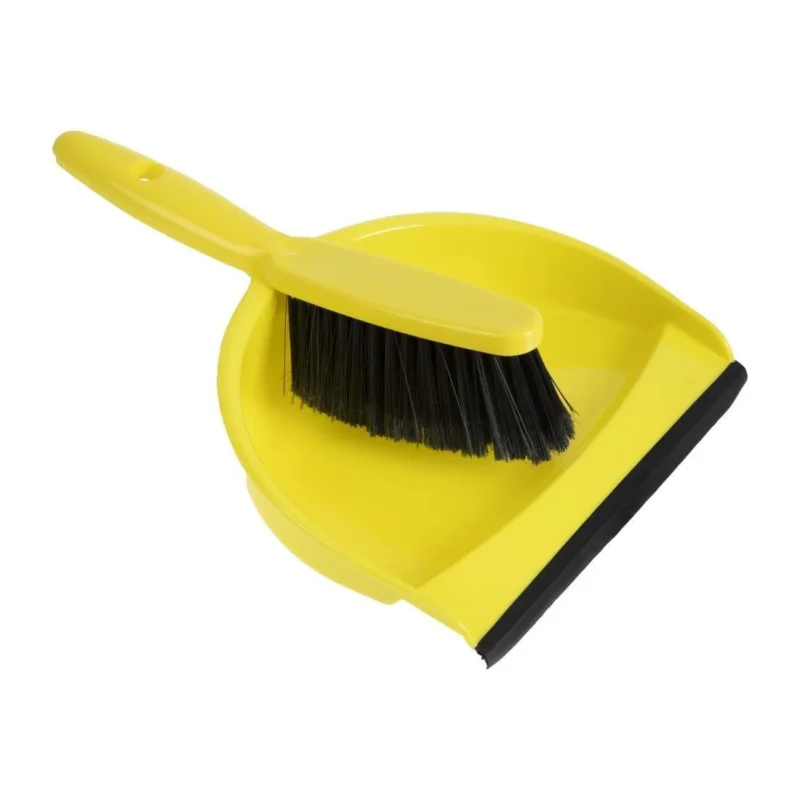 Bon Marché Set balayette à poils doux et pelle Jantex jaune