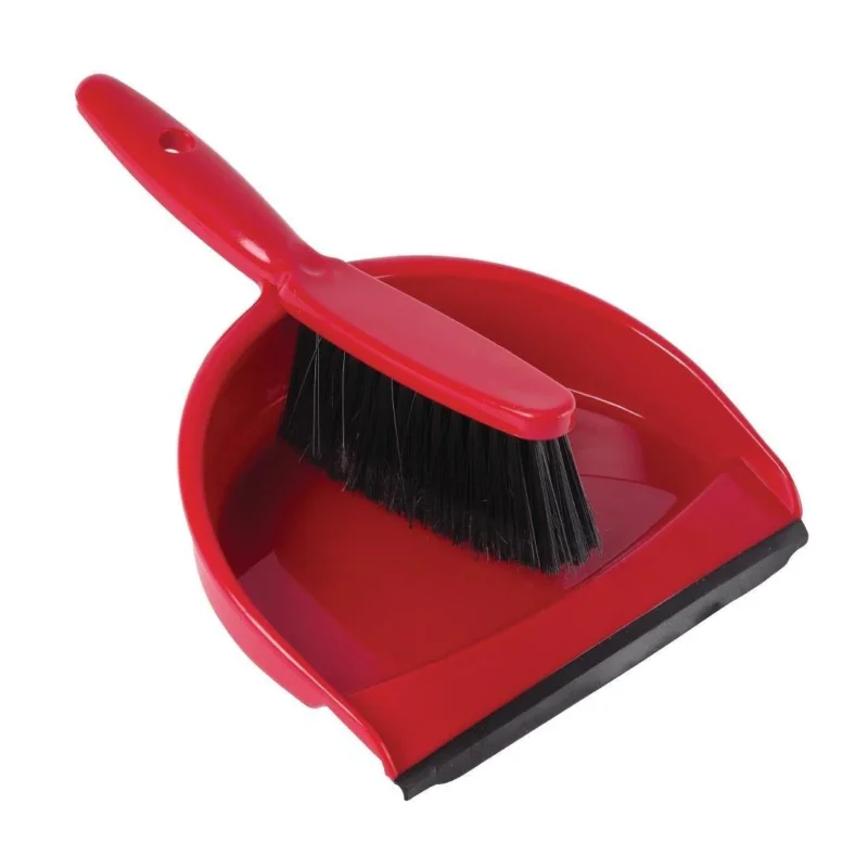 Set balayette à poils doux et pelle Jantex rouge Marque