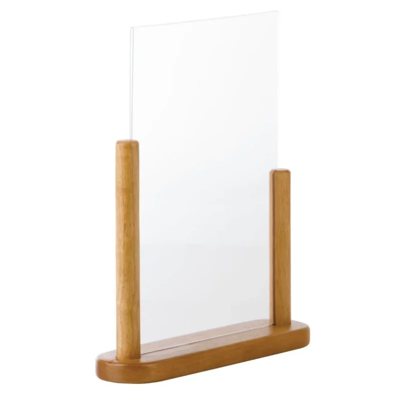 Achat Immédiat Porte-menu de table acrylique avec support en bois Securit teck A4