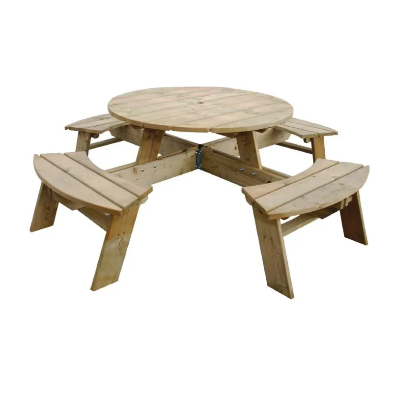 Table de pique-nique en bois ronde Rowlinson 2000mm Jusqu’à Épuisement Des Stocks