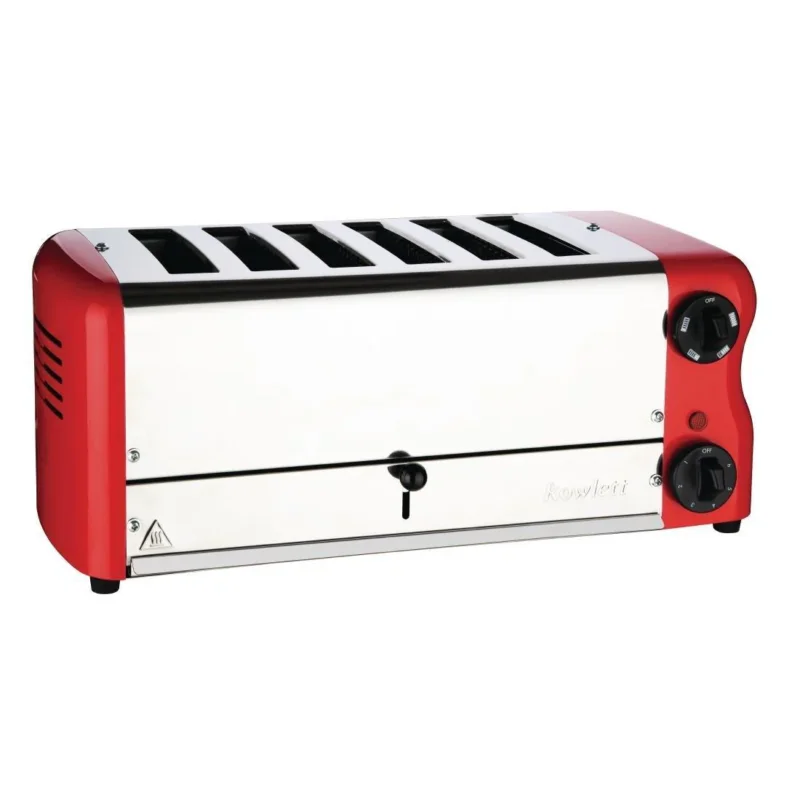 Prix Promo Grille-pain 6 fentes avec grille sandwich et résistance supplémentaire Rowlett Esprit rouge