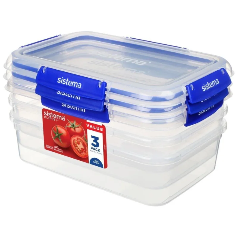 Boîtes alimentaires rectangulaires Sistema Klip It Plus 2,2L (lot de 3) Prix Promo