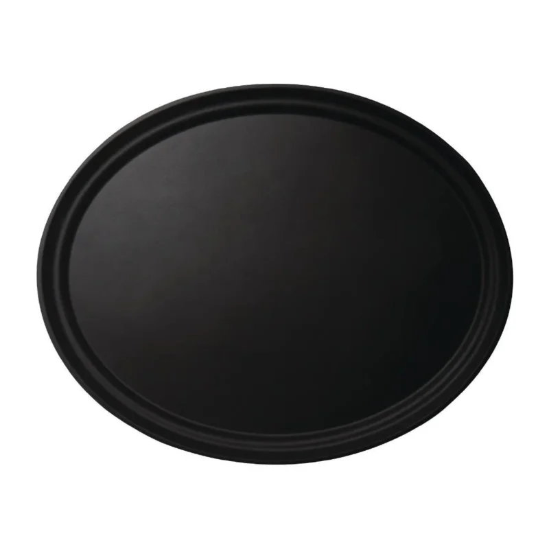 Quantité Limitée Plateau ovale fibre de verre antidérapant Camtread Cambro noir 600 x 730mm
