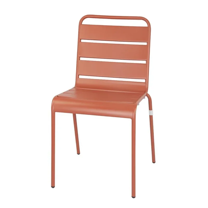 Prix Promo Chaises à lattes en acier Bolero terracotta (lot de 4)