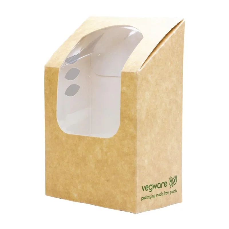 Solde Boîtes à wrap et tortilla kraft compostables avec fenêtre PLA Vegware