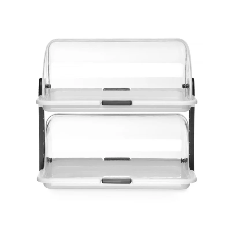 Quantité Limitée Vitrine Rectangulaire à Couvercles Coulissants - 2 Plateaux - 465 x 310 mm