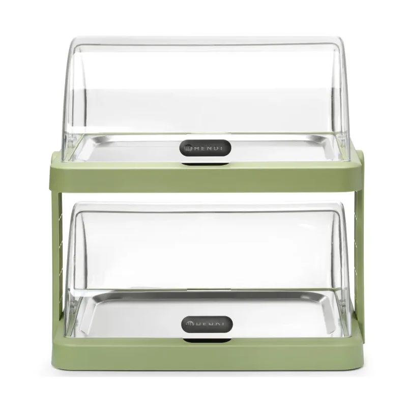Dernière Chance Vitrine Buffet à Couvercle Coulissant UNIQ - 2 Plateaux - Vert