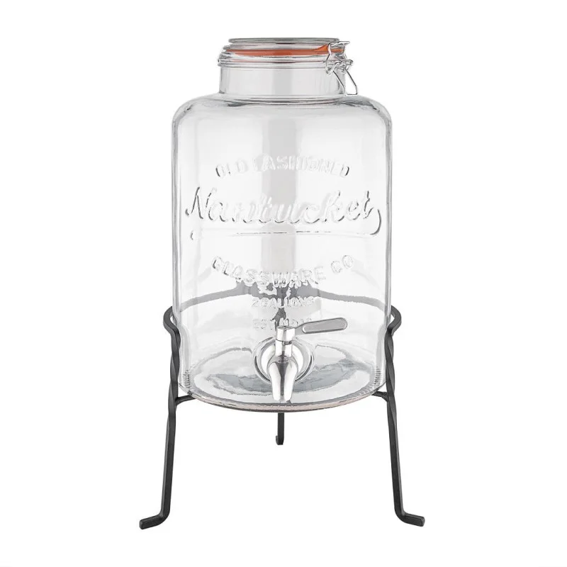 Commande En Gros Jarre Rétro en Verre avec Socle - 8,5 L