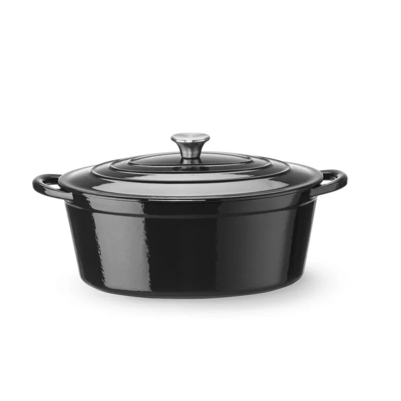 Cocotte en Fonte Émaillée Ovale Noire - 6,88 L Réduction