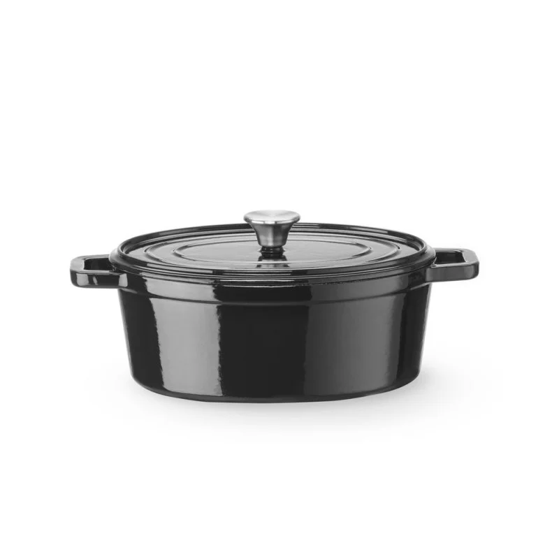 Cocotte en Fonte Émaillée Ovale Noire - 4,4 L Usine Directe