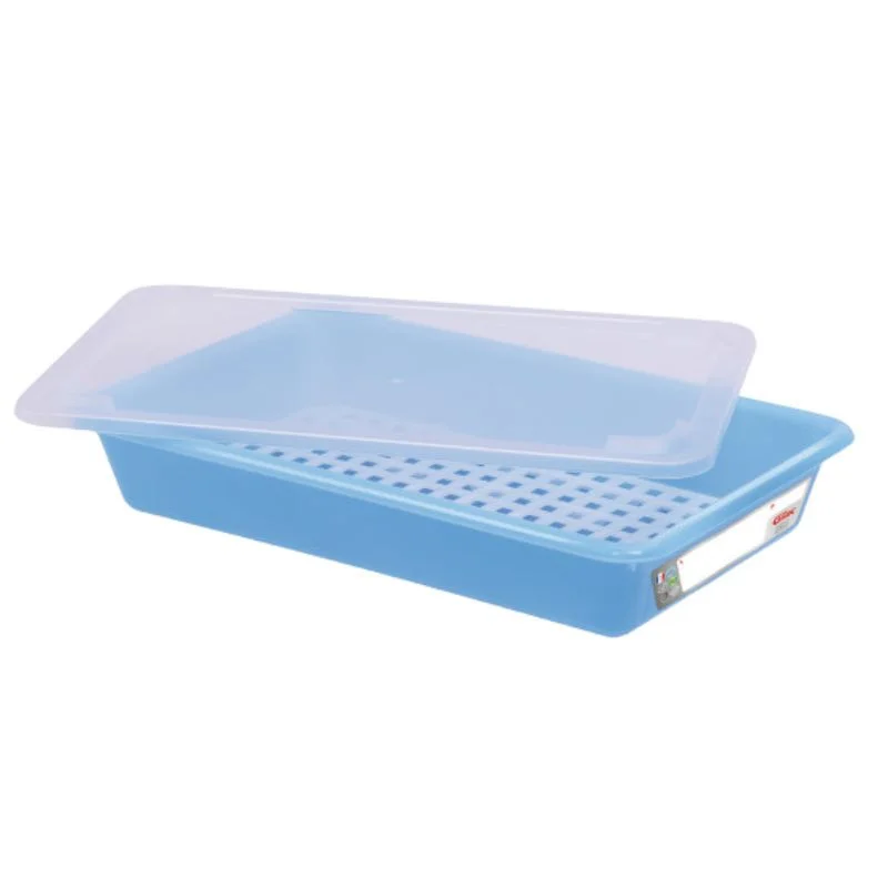 Promotion Saisonnière Bac Plat HACCP avec Couvercle et Grille - 8 L - Bleu