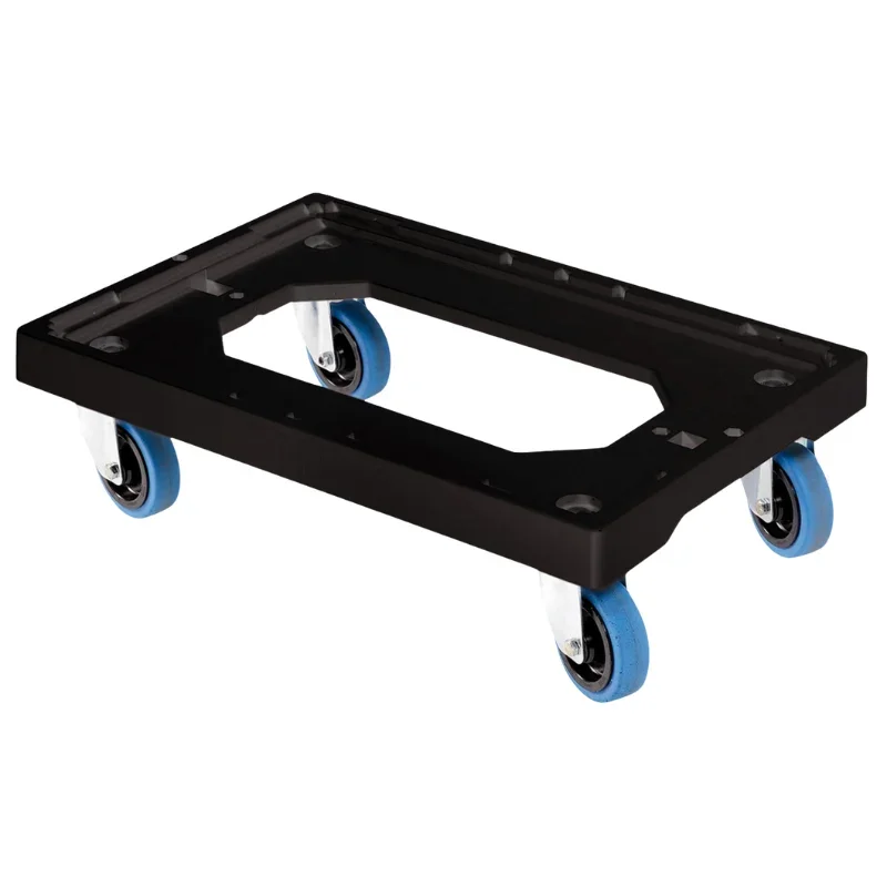 Dernier Modèle Socle Rouleur 4 Roues Silence Pivotantes - Chape Inox - Noir