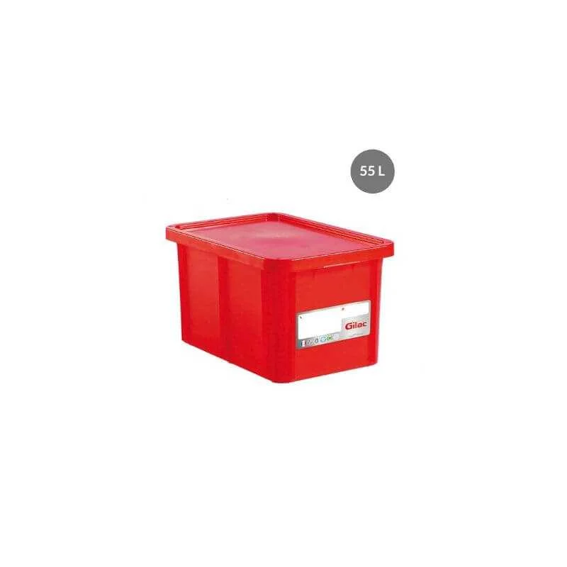 Quantité Limitée Bac Rectangulaire 55 L + Couvercle Rouge HACCP
