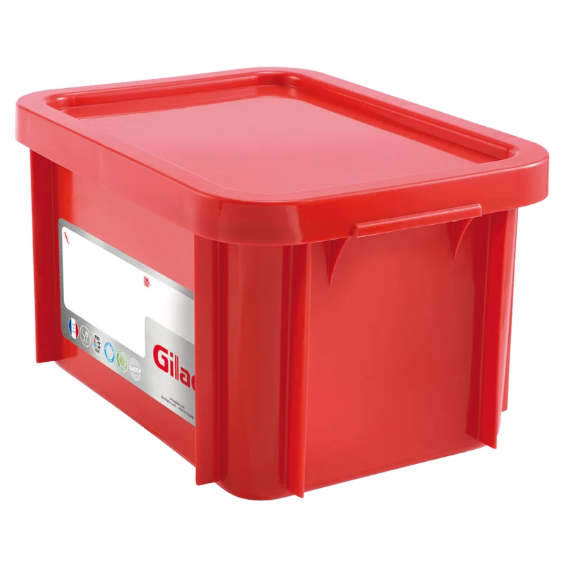 Bac HACCP Rectangulaire avec Couvercle - 15 L - Rouge Expédition Rapide