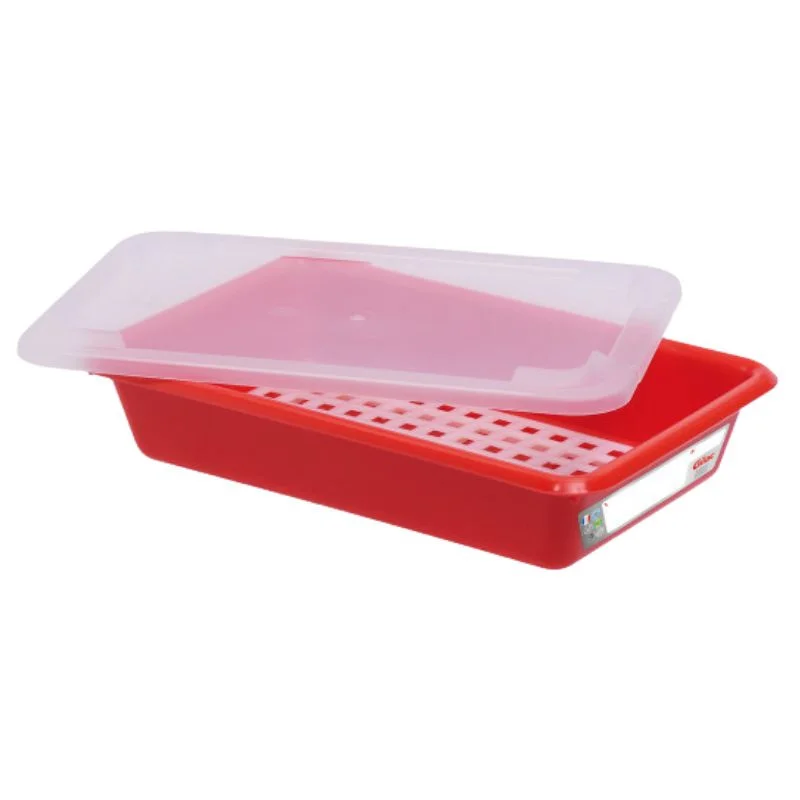 Offre Du Jour Bac Plat 3L Haccp Rouge + Couvercle + Grille