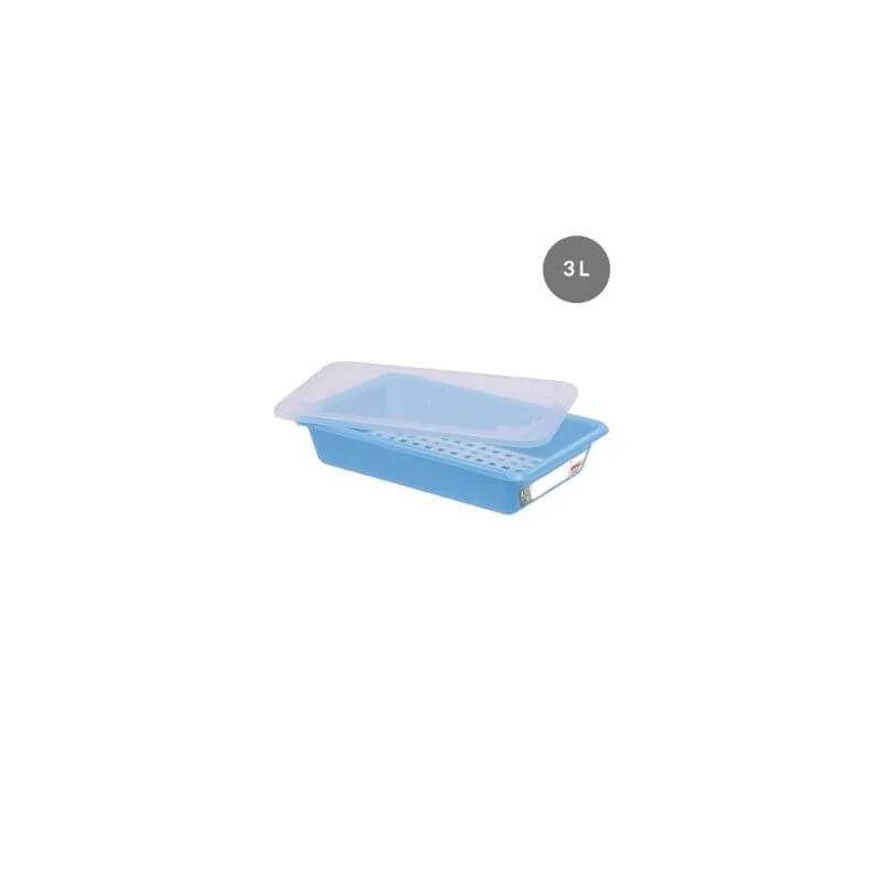 Offre Spéciale Bac Plat HACCP avec Couvercle et Grille - 3 L - Bleu