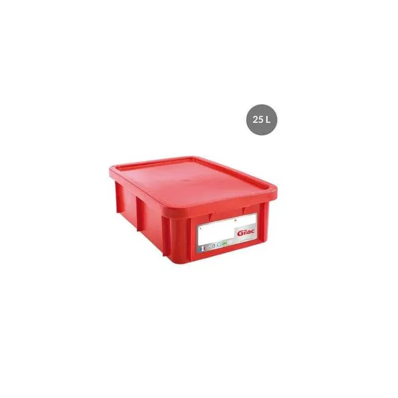 Bon Plan Bac Rectangulaire 25 L + Couvercle Rouge HACCP