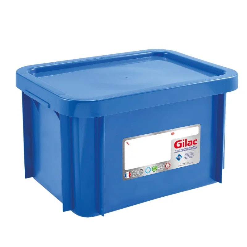 Livraison Gratuite Bac Rectangulaire 15 L + Couvercle Bleu Antibactérien
