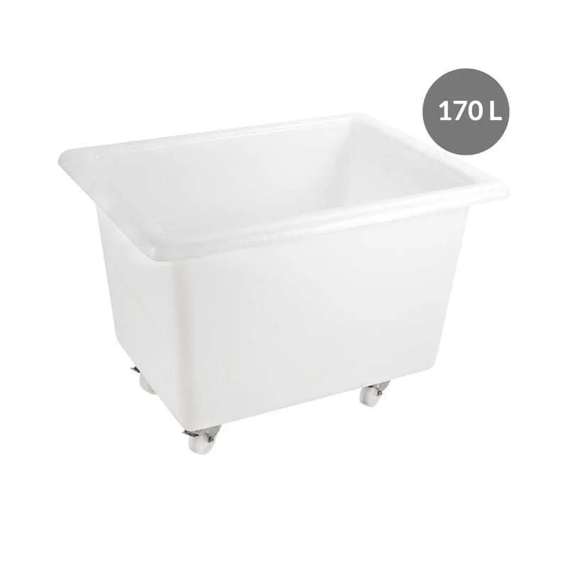 Bac Grand Volume avec Roues - 170 L - Blanc Haute Qualité