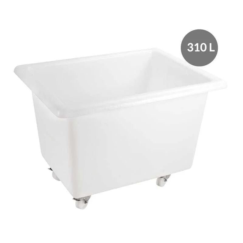 Certifié Bac Profond 310 L 2 Roues Fixes 2 Piv. Freins