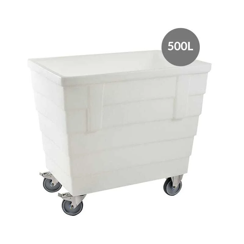 Certifié Bac Double-Paroi Avec Roues et Bonde - 500 L - Blanc
