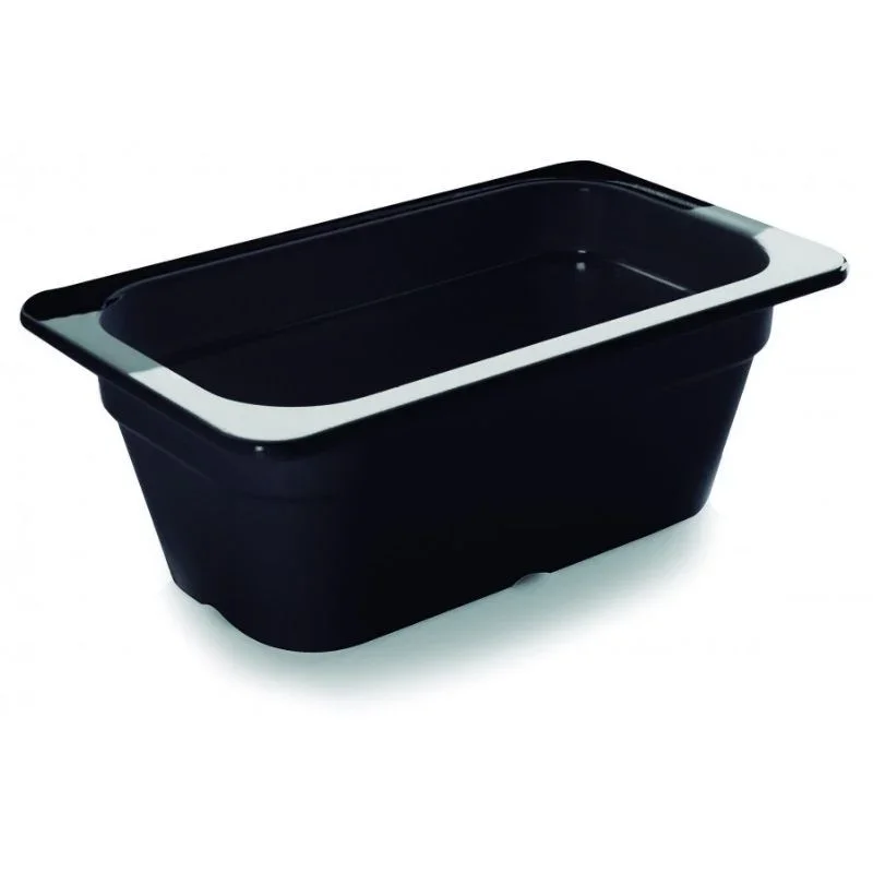 Bac Gastro GN 1/4 Noir Mélamine - Profondeur 100 mm - 2,5 L Usine Directe