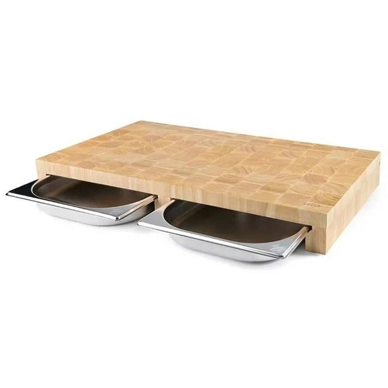 Planche à Découper en Bois - 615 x 340 mm - Tiroirs 2 x GN 1/2 - Epaisseur 70 mm Livraison Gratuite