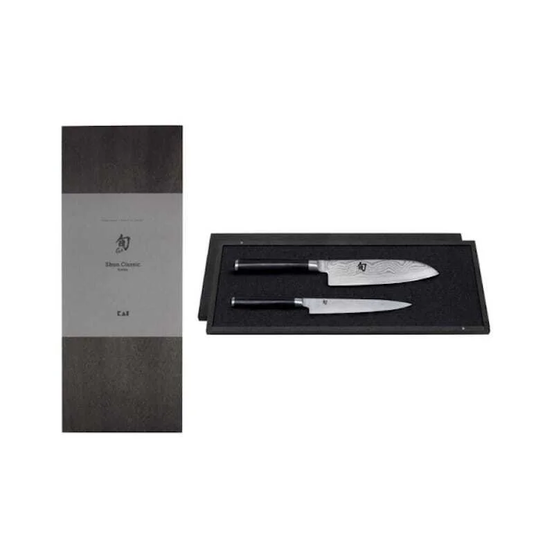 Set de 2 couteaux Damas Shun - Universel et Santoku Paiement Sécurisé