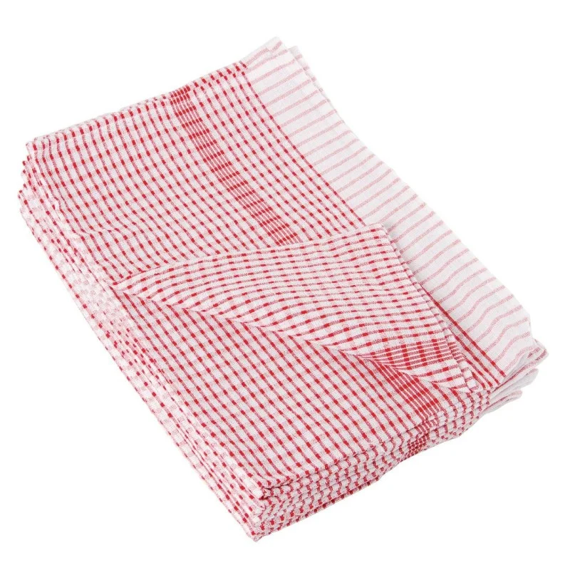 Torchon Rouge en Polycoton - Lot de 10 Prix Promo