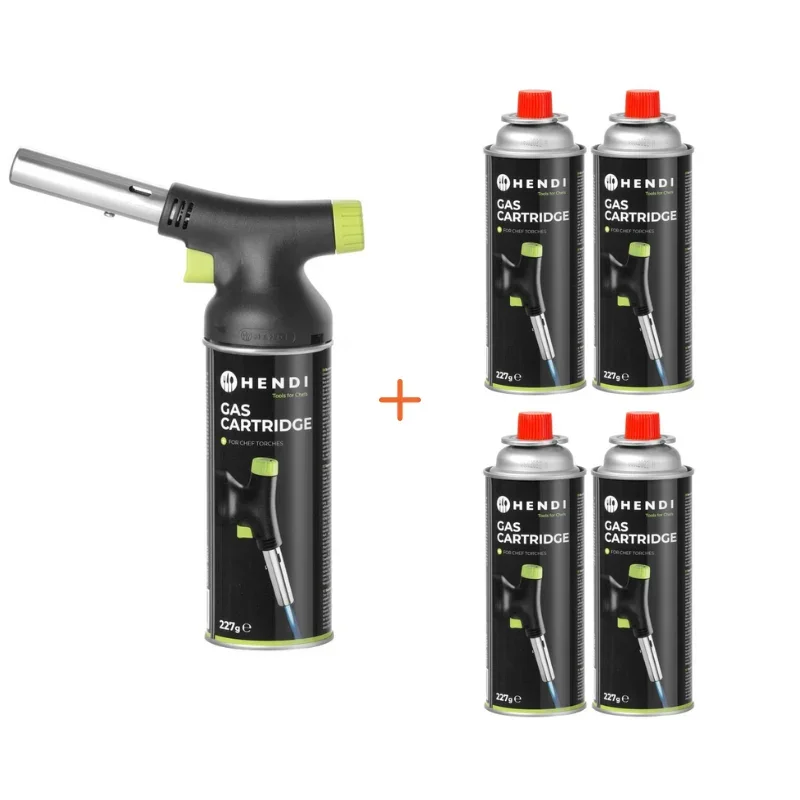 Bon Marché Pack Chalumeau de Cuisine Set Brûleur et Bombe et 4 Recharges à Gaz