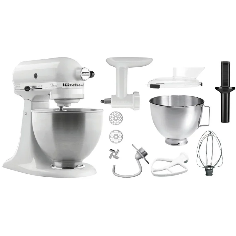 Commander Maintenant Batteur KitchenAid Blanc avec Accessoires - 4,28 L