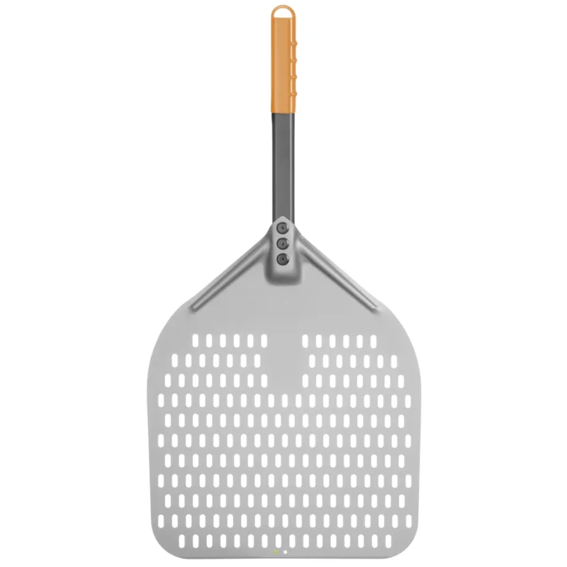 Pelle à Pizza Carrée Perforée avec Manche Court - 350x710 mm Dernier Modèle
