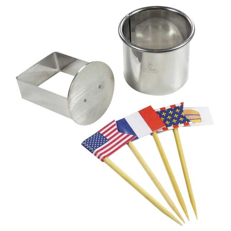 Kit Mini-Burgers avec Pics Drapeaux en Bambou Usine Directe
