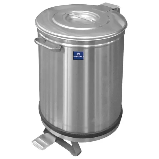 Nouveauté Poubelle inox sur roues avec pédale 50 l - 380 x 380 x 605 mm