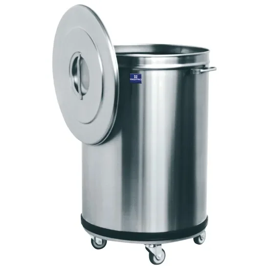 Promotion Poubelle inox sur roues avec capacité 50 l et 380 x 380 x 605 mm