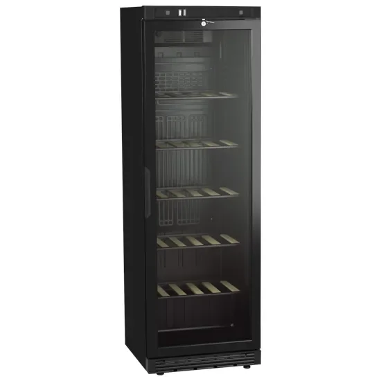 Vente Flash Présentoir réfrigéré à vins 1 porte vitrée noire température +6/+20°c et capacité 373 l