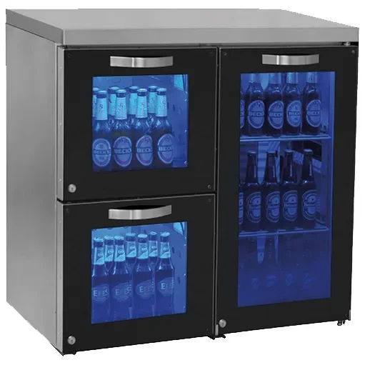 Réfrigérateur bar noir droite 1 porte battante vitrée avec 90 bouteilles Marque