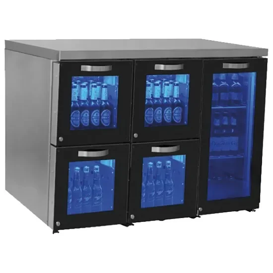 Prix Cassé Réfrigérateur bar droite 1 porte battante vitrée avec 4 tiroirs verre 120 btles