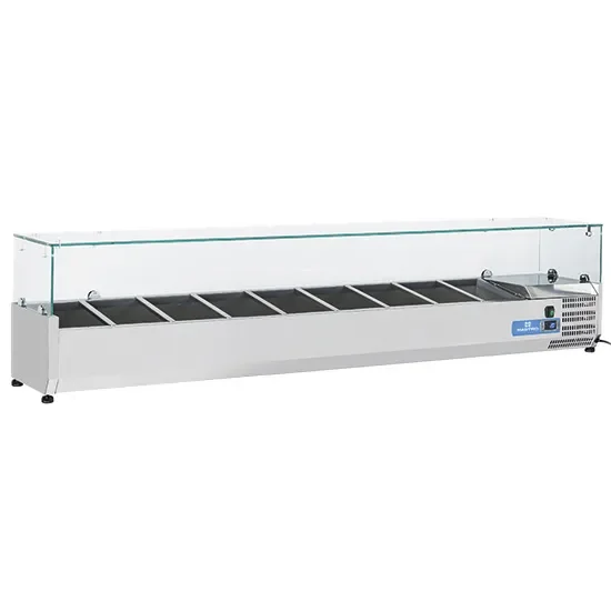 Saladette réfrigérée à poser inox avec 10x gn 1/4 h=150 mm température +2/+8°c Expédié Aujourd’hui
