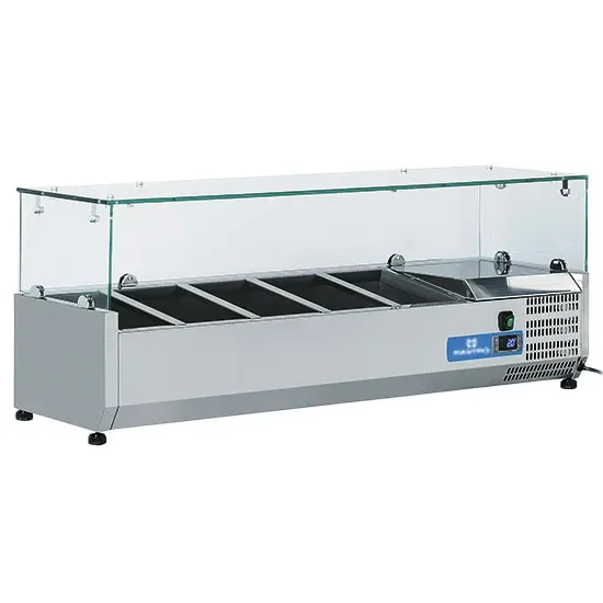 Vente Flash Saladette réfrigérée à poser inox avec 5x gn 1/4 h=150 mm température +2/+8°c