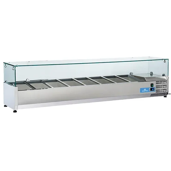 Acheter Direct Saladette réfrigérée à poser inox avec 8x gn 1/3 h=150 mm température +2/+8°c
