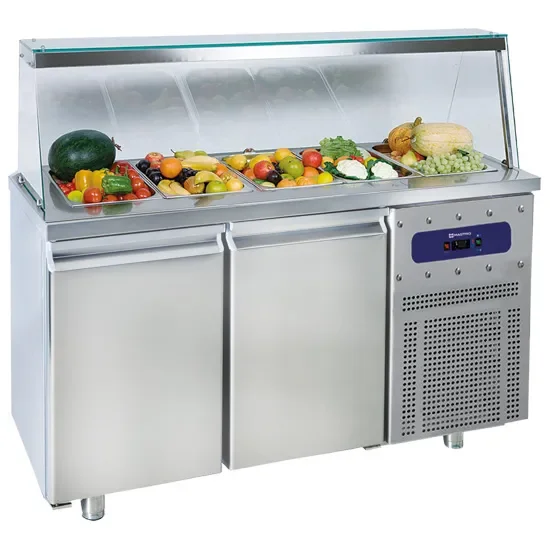 Bon Marché Saladette réfrigérée 2 portes vitrée avec 4x gn 1/1 température -2/+8°c