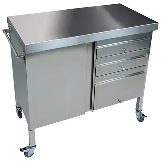 Prix Choc Chariot inox de service 1 porte 3 tiroirs sur roues avec 1000 x 600 x 930 mm