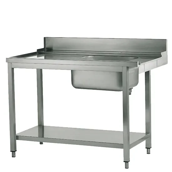 Satisfait Ou Remboursé Table d'entrée gauche inox avec évier à droite pour lave-vaisselle 1500 mm