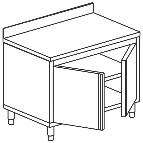 Table armoire neutre inox adossée avec 2 portes battantes 800x700 mm Offre Du Jour