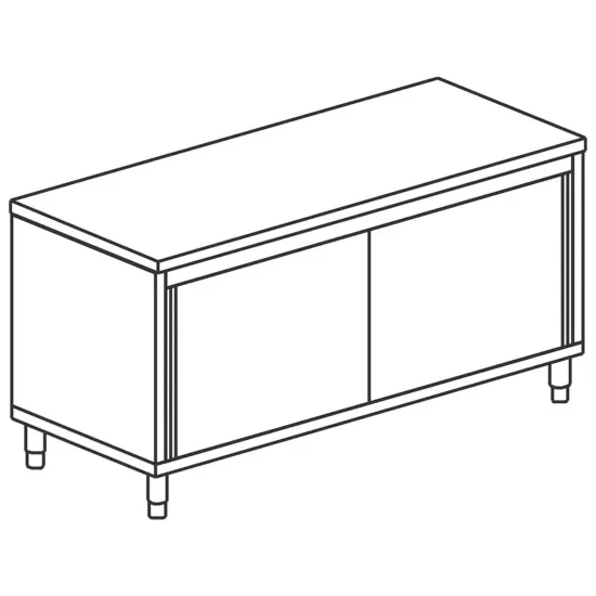 Table armoire neutre inox avec 2 portes coulissantes 1200x600 mm Dernier Modèle