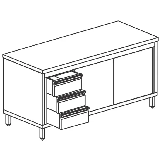 Commander Vite Table armoire neutre inox avec 2 portes coulissantes et 1 tiroir 1800x700 mm