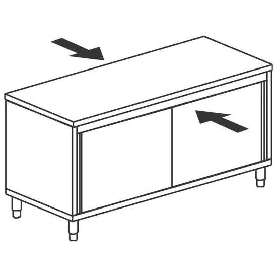 Quantité Limitée Table armoire neutre traversante inox avec 2 portes coulissantes 1200x600 mm